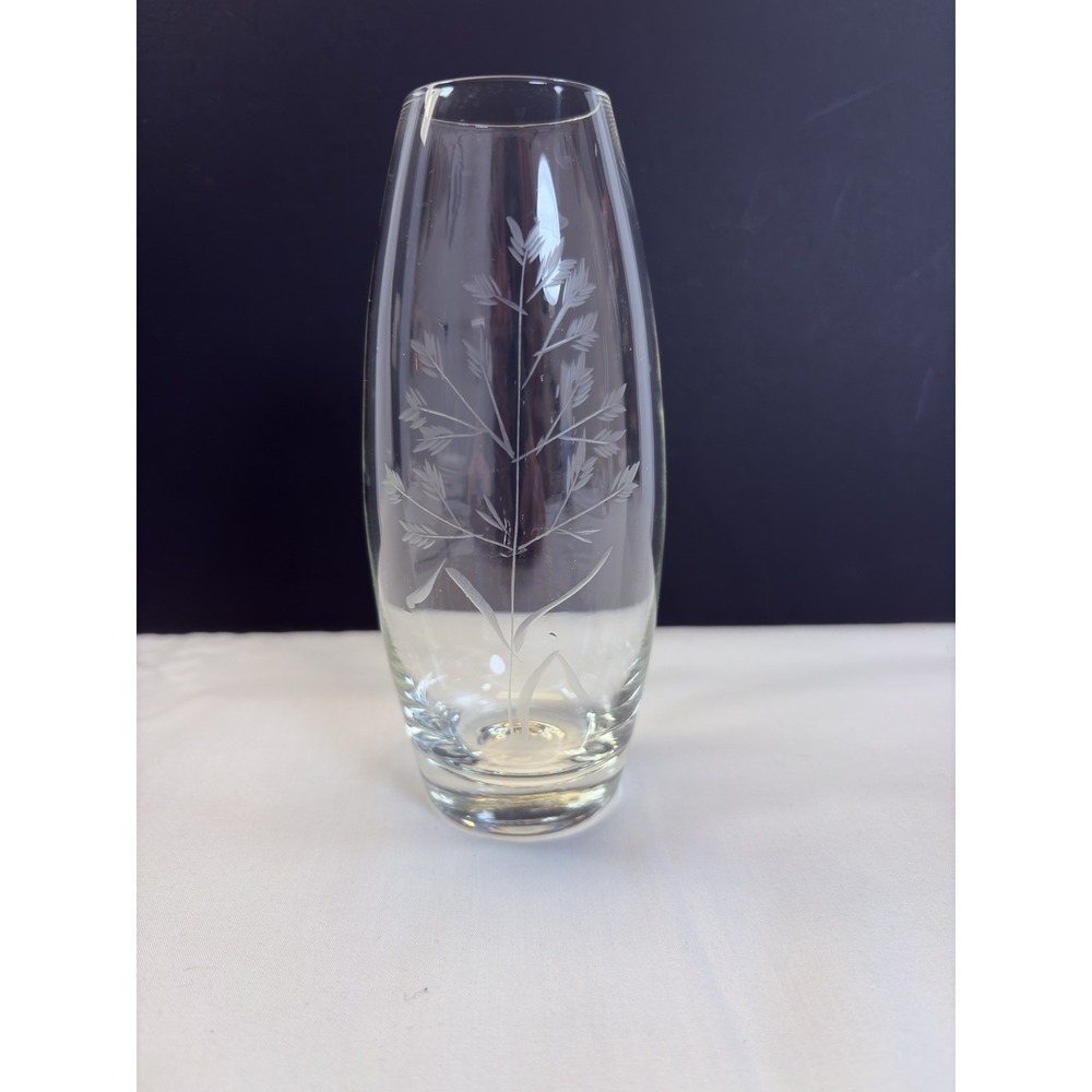 Vintage 6 inch Etched Vase Hand Blown By Toscany S2 - 534